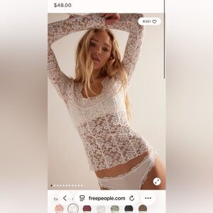 BNWT Free People Lace All Night Long Sleeve Ivory Size M